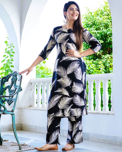 Designer Black Petal Coord Set