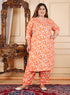 Designer printed Orange Co-ord set with Lace work