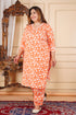 Designer printed Orange Co-ord set with Lace work
