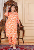 Designer printed Orange Co-ord set with Lace work