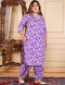 Designer printed Purple Co-ord set with Lace work