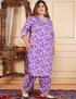Designer printed Purple Co-ord set with Lace work