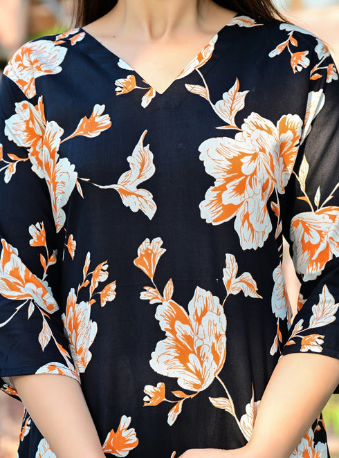 Designer Black Floral Coord Set