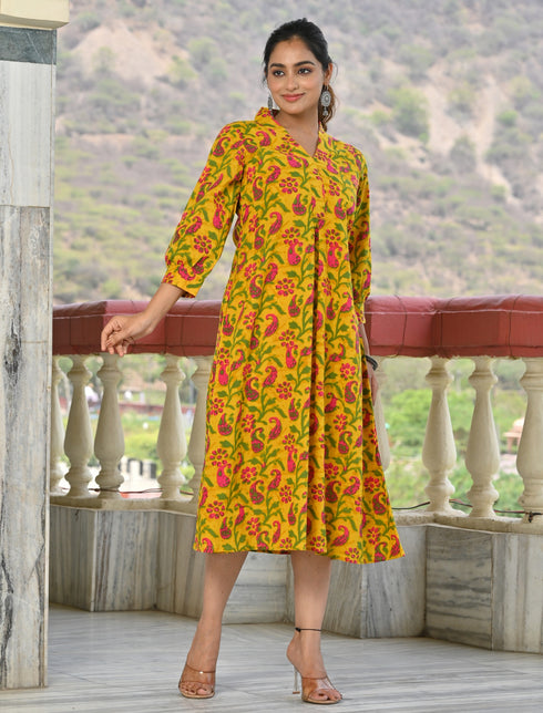 Designer Mustard Yellow Dress