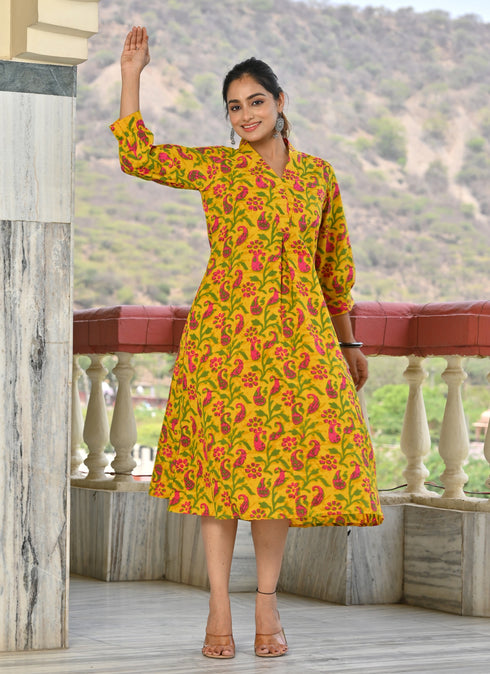 Designer Mustard Yellow Dress