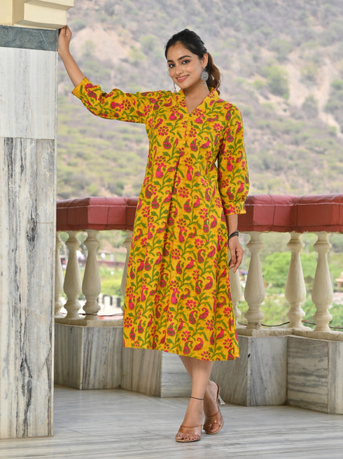 Designer Mustard Yellow Dress