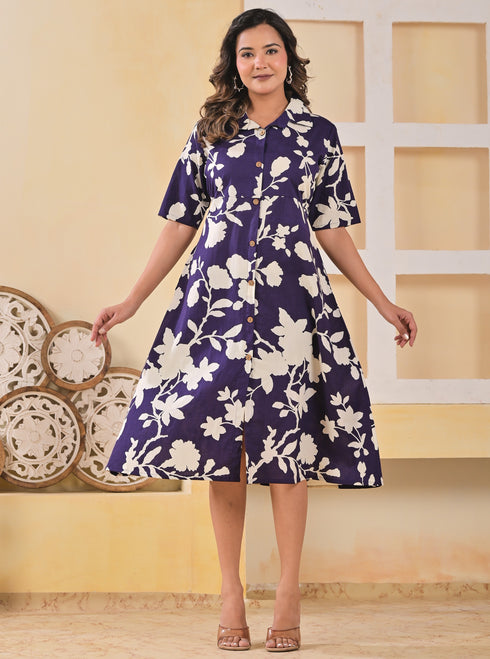 Designer Blue A line cotton Kurta