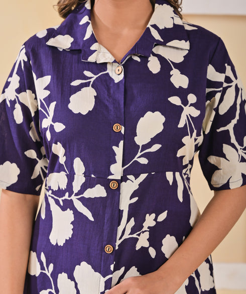 Designer Blue A line cotton Kurta