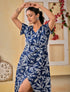 Blue Designer Floral Dress