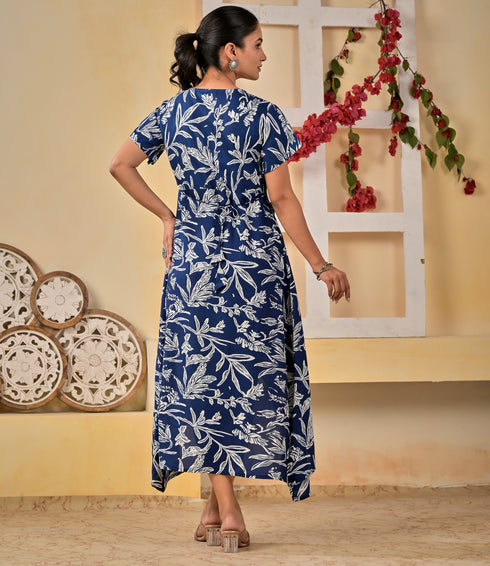 Blue Designer Floral Dress