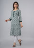 Designer Pure Cotton Green Printed Kurti