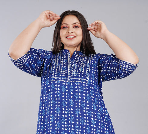 Designer Plus size A-Line Rayon Kurti