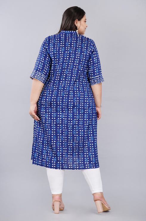 Designer Plus size A-Line Rayon Kurti