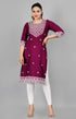 Women's Purple Embroidered Kurti plussize