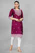 Women's Purple Embroidered Kurti plussize