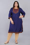 Plus Size Trendy Blue Embroidered Kurti
