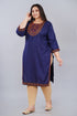 Plus Size Trendy Blue Embroidered Kurti