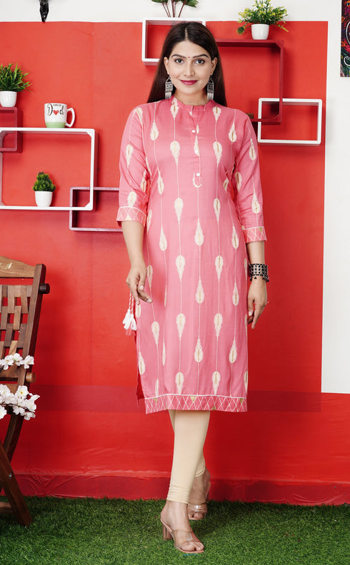 Plus size Pink Kurti with dori