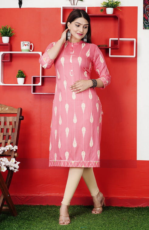 Plus size Pink Kurti with dori