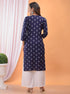 Designer Blue Printed Kurta Palazzo Set Plus Size