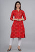 Designer Red Bandhej Gotta Work Kurti