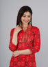 Designer Red Bandhej Gotta Work Kurti