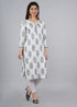 Designer White Printed Kurti